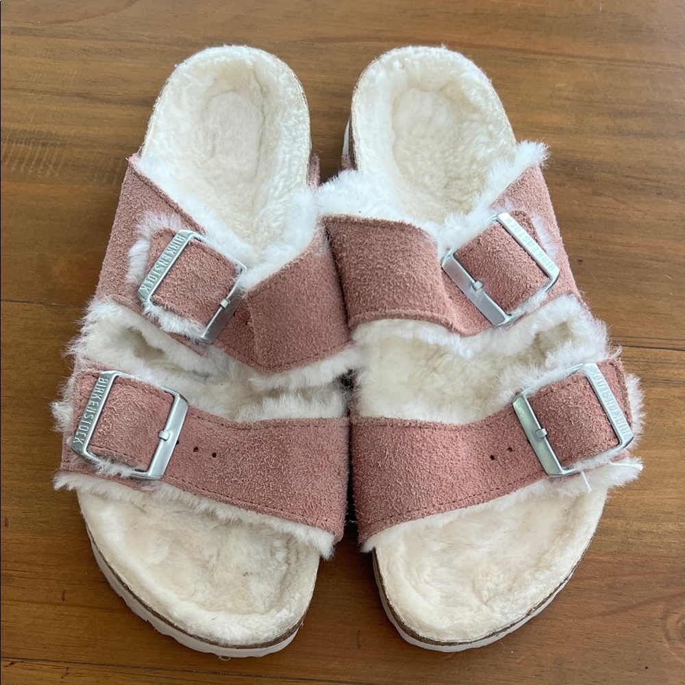 Women's Birkenstocks, size 38, cozy shearling-lined.